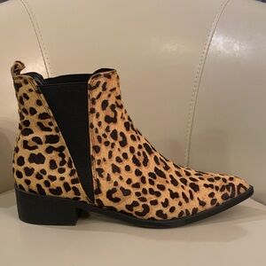 Steve Madden Genuine Leather Animal Print Ankle Boots